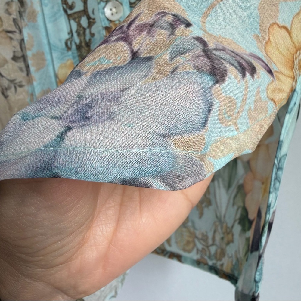 Soft Surroundings Floral Baroque Button Up Shirt Women Sz XS Cottage NWOT READ - Picture 6 of 16